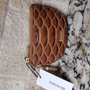Brahmin Britt Honey Brown Saratoga Coin Holder